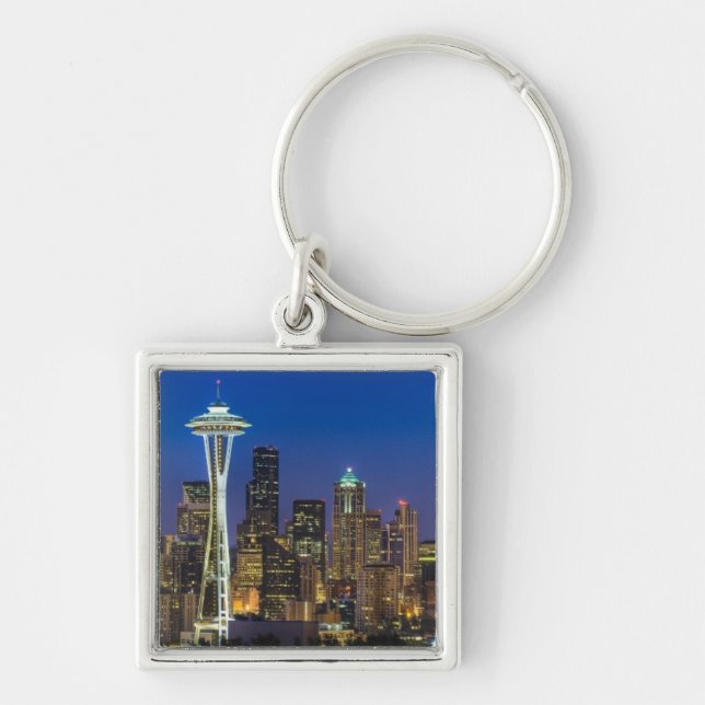 Chaveiro Imagem da skyline de Seattle em horas de manhã (Frente)