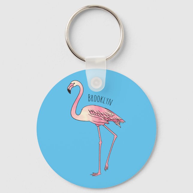 Chaveiro Imagem de desenho animado de pássaro Flamingo (Frente)