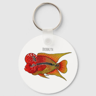 Chaveiro Imagem de desenho animado de peixes-cichlid-Flor