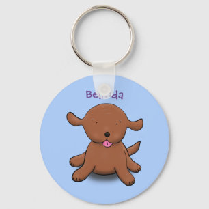 Chaveiro Imagem de desenho azul de cachorro feliz e giro