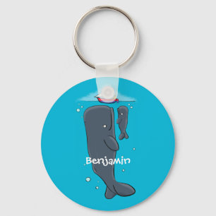 Chaveiro Imagem de desenhos animados de baleias-brancas e d