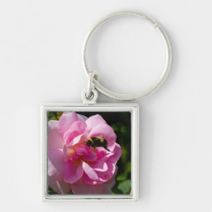 Chaveiro Imagem de rosa para Premium-quadrado-cadeia-chave