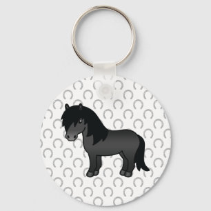 Chaveiro Imagem do Cartoon Black Shetland Pony Cute