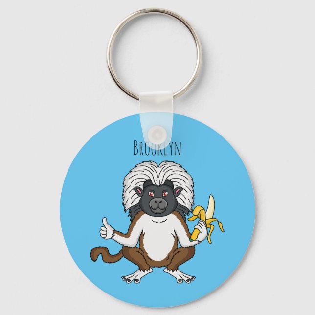 Chaveiro Imagem do desenho do macaco Cotton Top Tamarin (Frente)