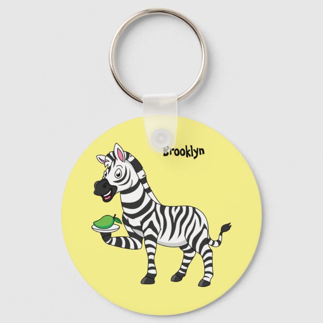 Chaveiro Imagem engraçada de desenho animado zebra (Frente)