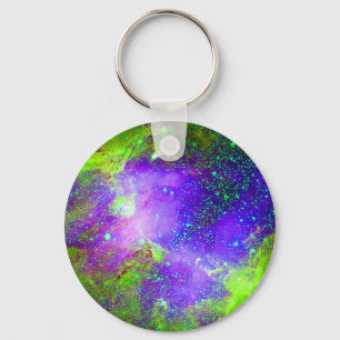 Chaveiro imagem espacial da Nebulosa da Galáxia roxa e verd