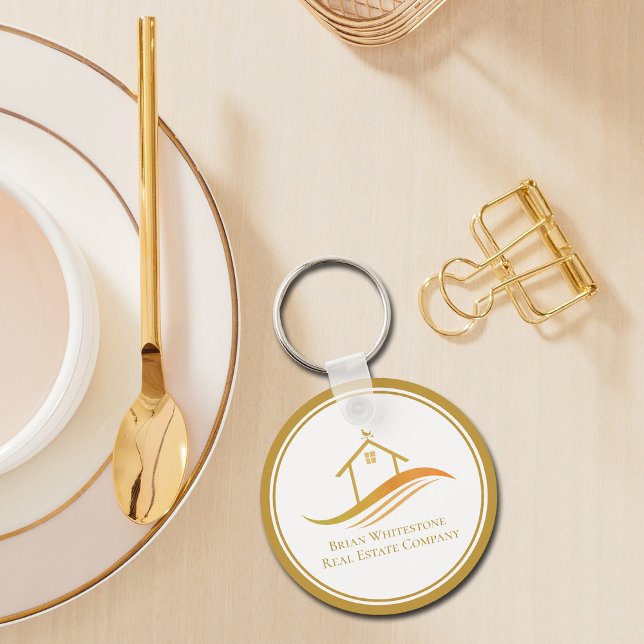 Chaveiro Imobilizador Personalizado Dourado da Real Estate  (Criador carregado)