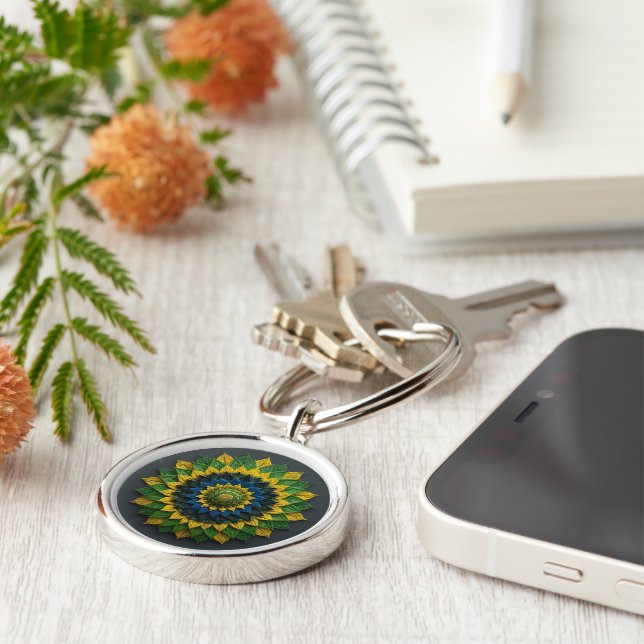 Chaveiro Imperial Solar Leaf Mandala Luxury Keychain  (Lateral)