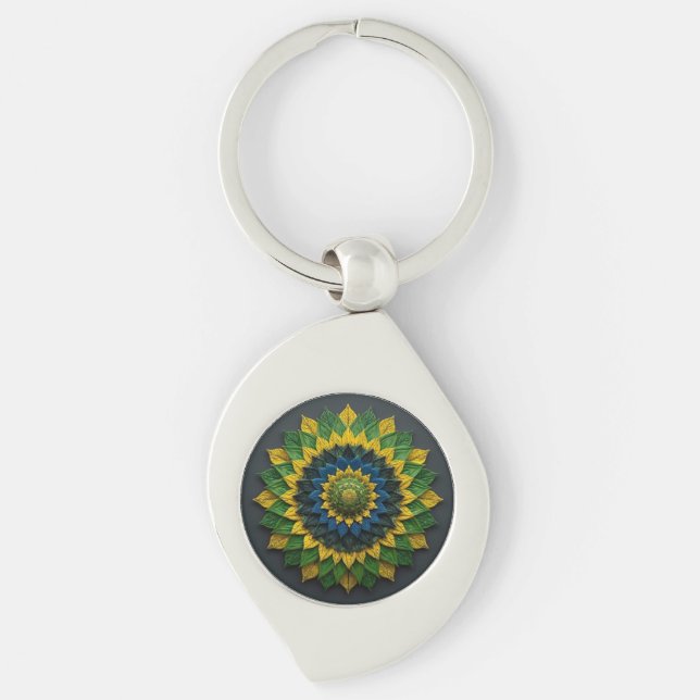 Chaveiro Imperial Solar Leaf Mandala Luxury Keychain - Emer (Frente)