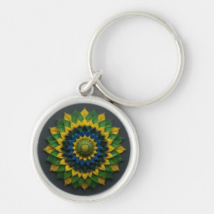 Chaveiro Imperial Solar Leaf Mandala Luxury Keychain - Emer
