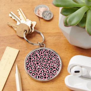 Chaveiro Impressão Animal, Leopardo Rosa, Manchas de Chita,