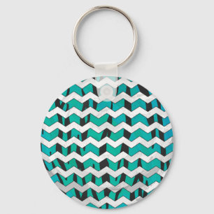 Chaveiro Impressão Chevron Tiger Black and Teal