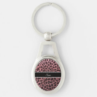 Chaveiro Impressão da leopardo da rosa claro de nome person