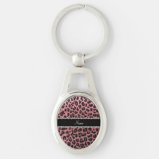 Chaveiro Impressão da leopardo da rosa claro de nome person (Frente)