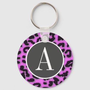 Chaveiro Impressão de Animais Leopardo Rosa Fuchsia