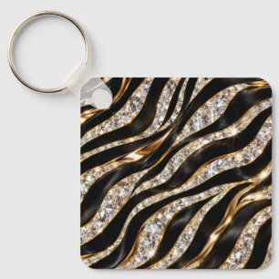 Chaveiro Impressão de Animal Cristal Zebra Luxo