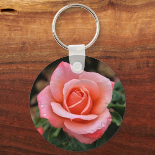 Chaveiro Impressão de Arte Botânica Rosa Romântica