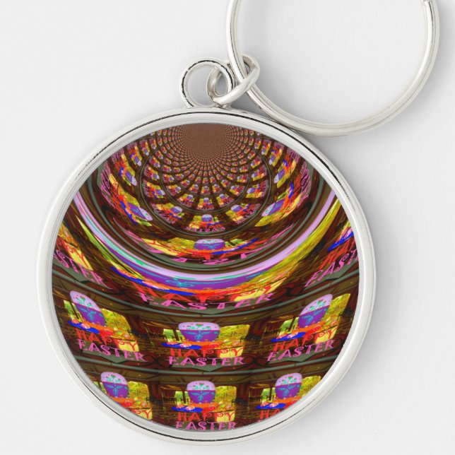 Chaveiro Impressão de Arte de Caleidoscópio de Páscoa Psico (Frente)