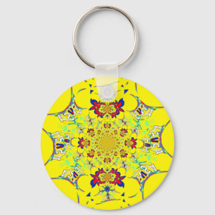Chaveiro Impressão de Arte de Design Floral Damask Colorido