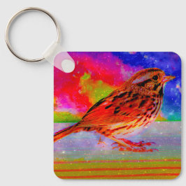 Chaveiro Impressão de Arte do Sonho de Pássaro Cósmico"