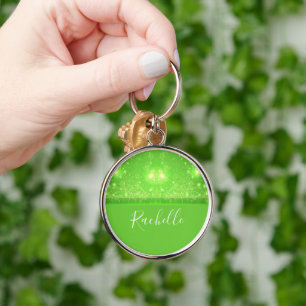 Chaveiro Impressão de brilho verde e branco