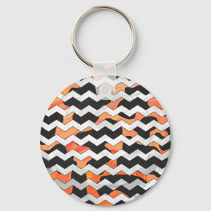 Chaveiro Impressão de Cow Black and Orange Chevron
