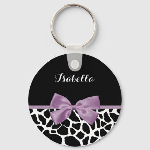 Chaveiro Impressão De Girafa Com Arco Lavanda Roxo Com Nom