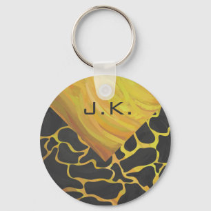 Chaveiro Impressão de Girafa Preto e Amarelo