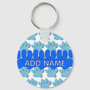Chaveiro Impressão de Pata de Cachorro Azul Personalizada