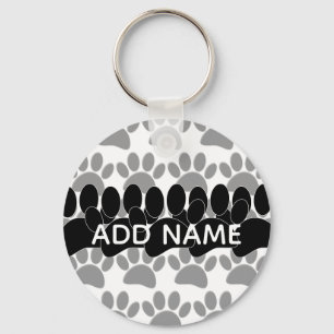 Chaveiro Impressão de Pata de Cachorro Nome Personalizado