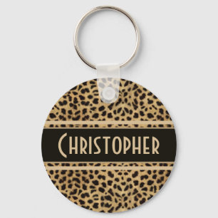 Chaveiro Impressão de pele da mancha-leopardo personalizada