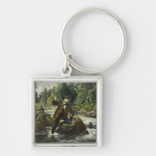 Chaveiro Impressão de pesca de trutas por Currier e Ives