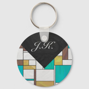 Chaveiro Impressão de Teal Amarelo Mondrian
