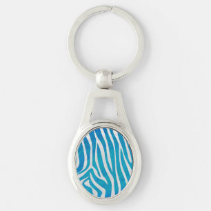 Chaveiro Impressão de Zebra Azul e Branco