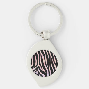 Chaveiro Impressão de Zebra Preta e Rosa