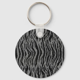 Chaveiro Impressão de Zebra Preto e Cinza Prata