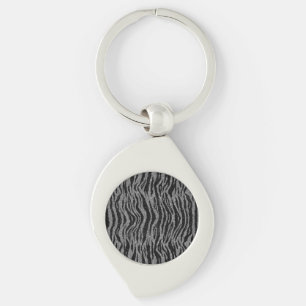 Chaveiro Impressão de Zebra Preto e Cinza Prata