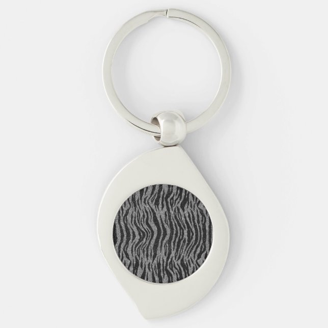 Chaveiro Impressão de Zebra Preto e Cinza Prata (Frente)