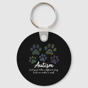 Chaveiro Impressão digital Autismo Consciência Mês Pet Love