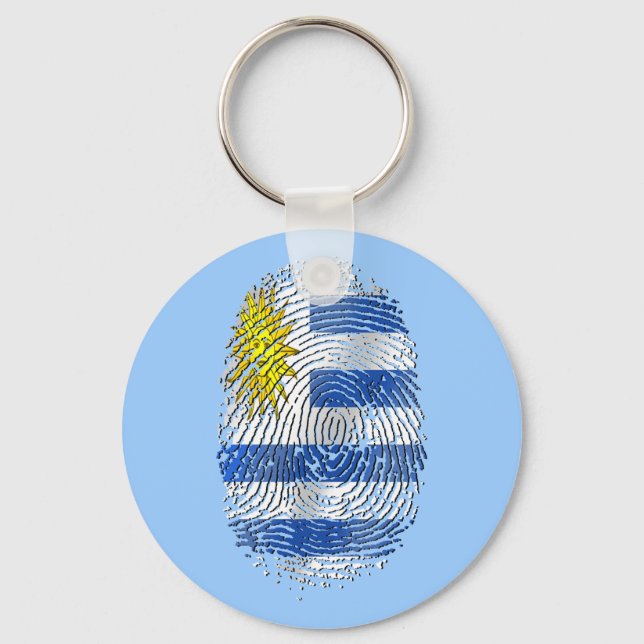 Chaveiro Impressão Digital do Uruguai - orgulho de bandeira (Frente)