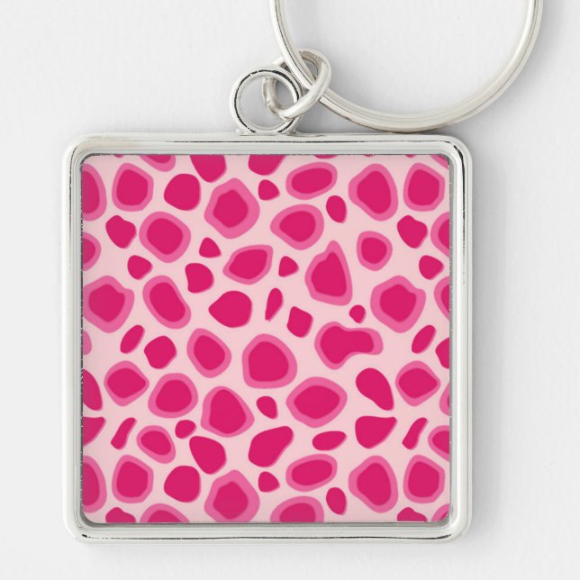 Chaveiro Impressão Leopard - Fuchsia e rosas claro (Frente)