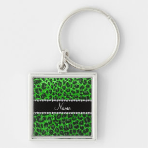 Chaveiro Impressão leopardo com brilho de verde limão de no