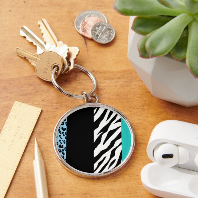Chaveiro Impressão Leopardo, Impressão Zebra, Impressão Ani (Mesa)