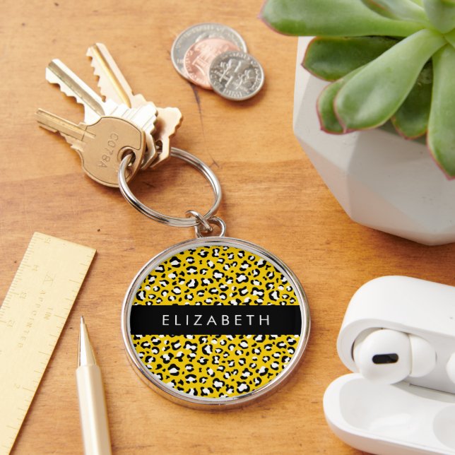 Chaveiro Impressão Leopardo, Manchas, Leopardo Amarelo, Seu (Mesa)