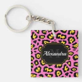 Chaveiro Impressão Leopardo Rosa