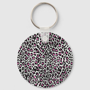 Chaveiro impressão-leopardo rosa