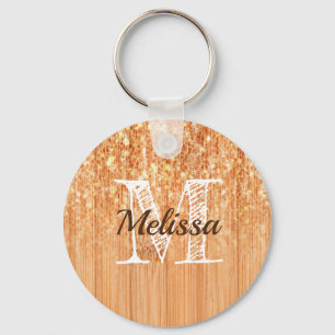 Chaveiro Impressão Monograma de madeira de bambu, ligeirame