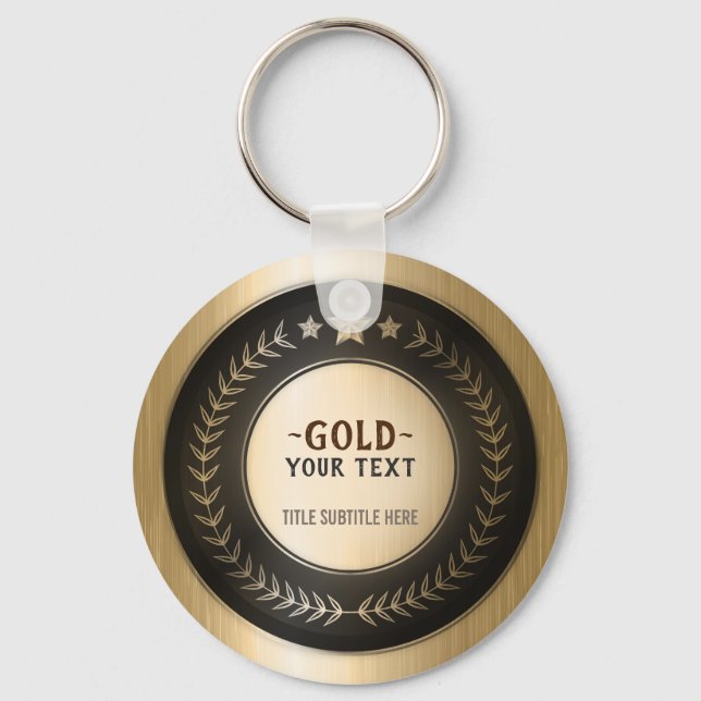 Chaveiro IMPRESSÃO PERSONALIZADO MEDAL Dourado #1 Campeão E (Frente)