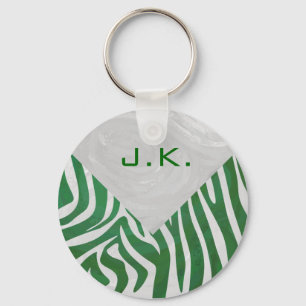 Chaveiro Impressão verde e branco do monograma da zebra