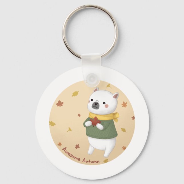 Chaveiro Impressionante Autumn Illustration Art (Frente)